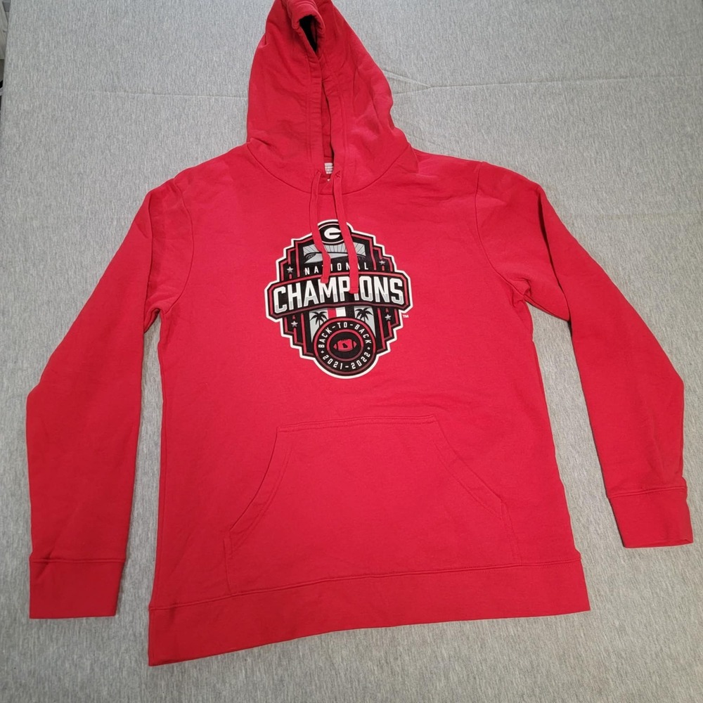 Georgia Bulldogs Hoodie Mens Large Red NCAA Football Fanatics National Champions